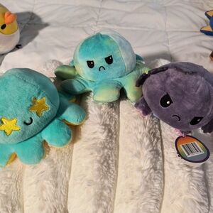 Reversible Octopus Plush Toy - Teal, Aqua & Purple